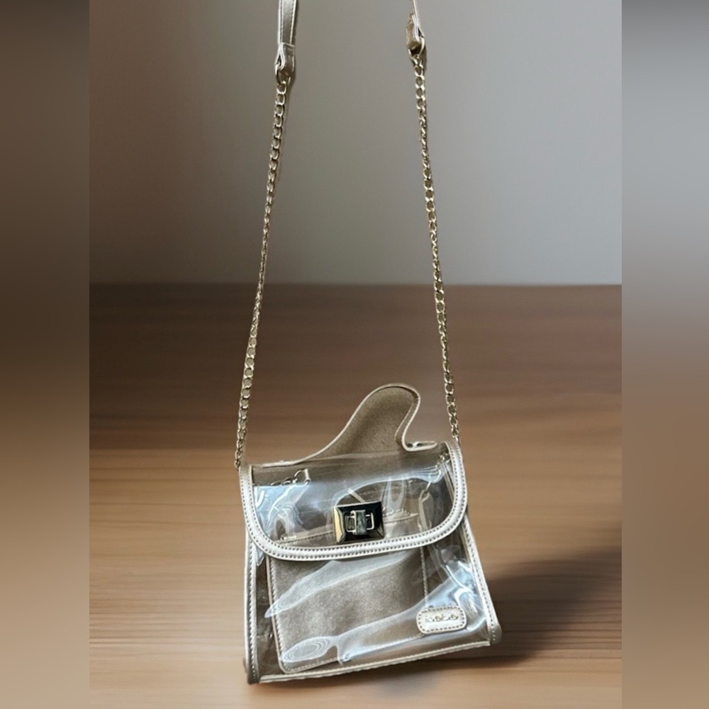 Steve Madden Womens Clutch Crossbody Handbag 8" L x 6.5H x 3" W, Clear